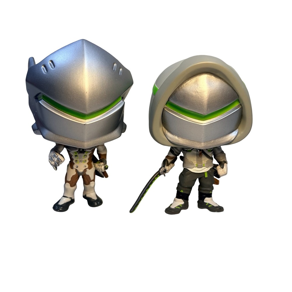2017 Funko Pop Overwatch Genji 2 Figure Lot Silver‎ Green 3.75" VAction Figures